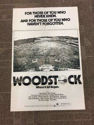 Rare Woodstock 1976 R76 192 Authentic Full Size Movie Poster The Who Za2