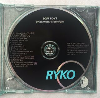 The Soft Boys - Underwater Moonlight CD Org 1992 Rykodisc OOP Rare Hitchcock vtg 3