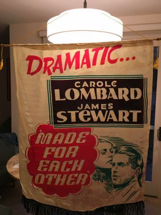 1939 Banner " Made For Each Other " Carole Lombard James Stewart V.  Rare (poster)