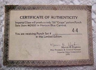 Rare Imperial by Lenox Horizon Blue Grape 11 pc.  Punch Bowl Set 42450 7