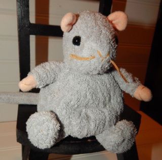 Toys R Us Animal Alley Stuffed Plush Beanie Gray Mouse Stuffed Animal Rare 6 "