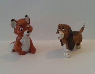 Rare Disney The Fox And The Hound,  2 Pvc Figures Maia & Borges,  Portugal,  1982.