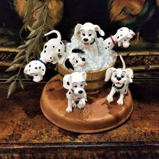 Rare Disney 101 Dalmatians Puppies In A Bubble Bath Music Box Playful Melody