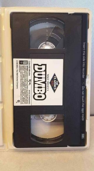Disney DUMBO Black Diamond Pink Spine Early Version VHS Clamshell Rare 2