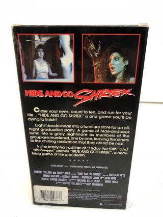 Hide and Go Shriek 1988 Unrated Uncut VHS Horror Slasher Rare OOP Slasher 80s 2