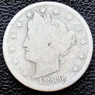 1886 Liberty Head Nickel 5c Rare Key Date Circulated 18738