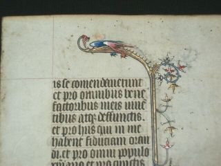 RARE Illuminated Medieval Vellum BOH Manuscript w/ TWO Dragon Miniatures,  c.  1400 2