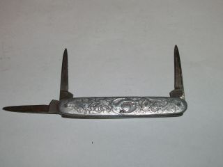 Rare Vintage Sterling Silver ART DECO GERMANY Pocket Knife C.  C.  Wilder 4