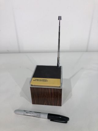Rare Vtg Realistic 12 - 165 Weather Radio Cube Desk Mid Wood Modern Office Retro