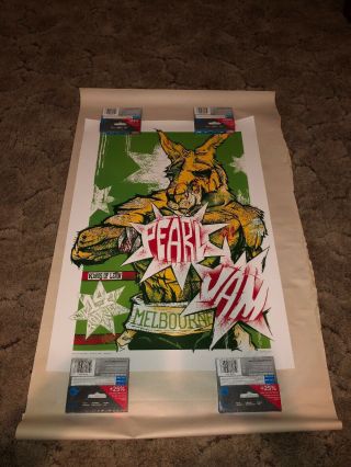 Rare 2006 Pearl Jam Kings Of Leon Melbourne Kangaroo Poster Rhys Cooper 18x25.  5”