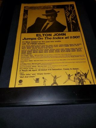 Elton John Ball And Chain Rare Radio Promo Poster Ad Framed