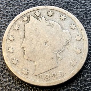 1886 Liberty Head Nickel 5c Very Rare Key Date Circulated 15011