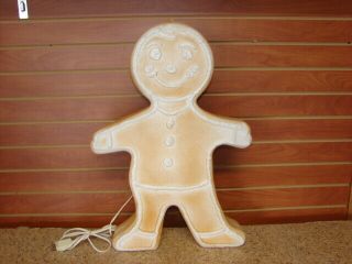 Rare Vintage Ginger Bread Boy Or Girl Blow Mold Lighted Union 24 " Holiday Cookie