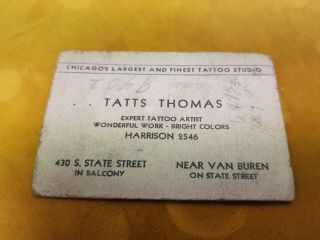 Rare Chicago Business Card Tattoo Vintage Antique Flash