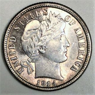 1914 Barber Dime Coin Rare Date