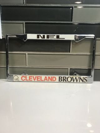 Nfl Cleveland Browns Truck Auto Car License Plate Metal Frame Vintage 1995 Rare