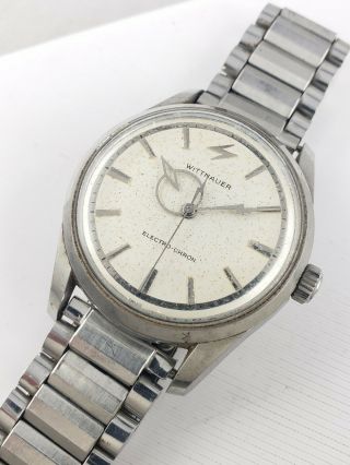 Rare Vintage Mens Wittnauer Electro - Chron Stainless Watch For Repair