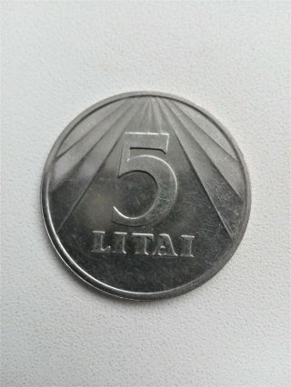 Rare Circulated Lithuania 5 Litai Litas 1991 Coin Lietuva