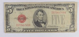 Uncommon 1928 - F $5.  00 Red Seal Us Note - Rare Note 567