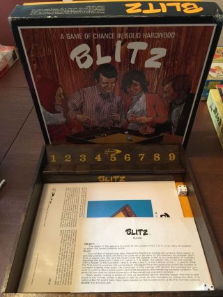 Rare Vintage Game Of Chance Blitz Hardwood Game 1972 Complete Dynamic Design