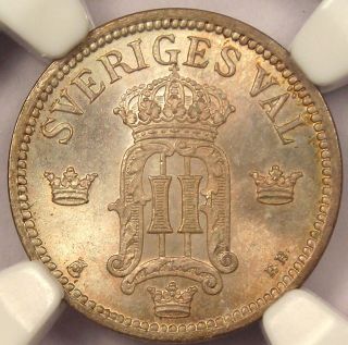 1907 Sweden 25 Ore - Ngc Ms65 - Rare Bu Coin