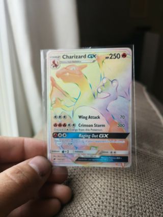 Pokemon Charizard Gx Secret Rare Rainbow Rare Burning Shadows 150/147