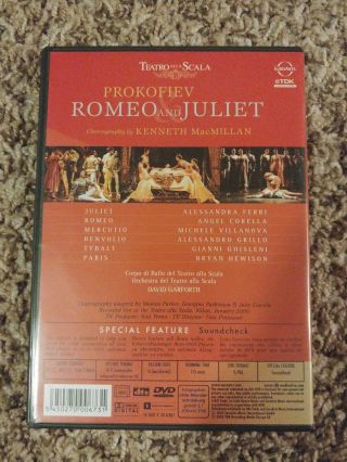 PROKOFIEV - ROMEO AND JULIET (2000) DVD - RARE (EuroArts,  2002) Ballet Italy 2