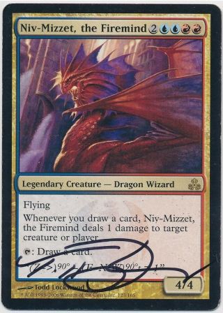 Mtg Niv - Mizzet,  The Firemind Guildpact Rare Signed By Artist Todd Lockwood Mp