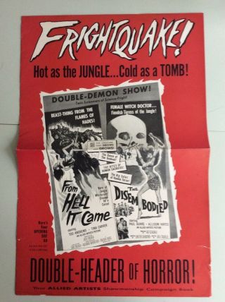 From Hell It Came And The Disembodied Rare 1957 Horror Pressbook