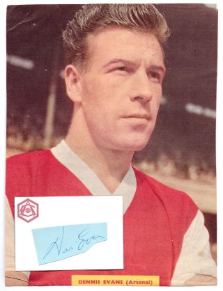 Dennis Evans Arsenal 1953 - 1960 Rare Hand Signed Card And Picture Very Good