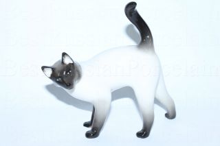 Russian Imperial Lomonosov Figurine Siamese Cat Porcelain Russia Rare