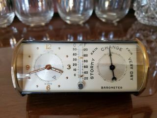 Lecoultre 8 Day Alarm Clock Barometer Thermometer Mcm Rare