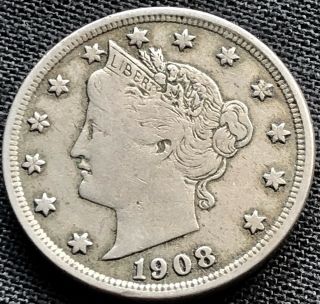 1908 Liberty Head Nickel 5c Better Grade Rare 12705