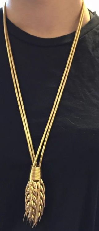 Lanvin Paris Modernist Rare Articulated Gold Toned Designer Vintage Necklace