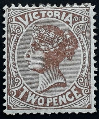 Rare 1880 - 1 Victoria Australia 2d Sepia Brown Naish & Bell Design Stamp