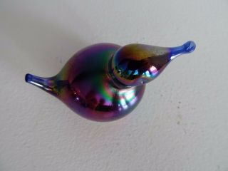 Rare Joe St.  Clair Art Glass Freeform Bird Cobalt Blue Iridescent Carnival Short 3