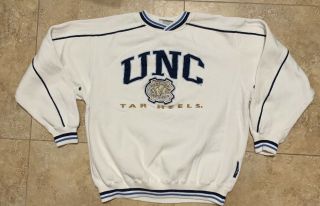 Rare Vintage Unc Tar Heels Pullover Crewneck By Lee Sports White
