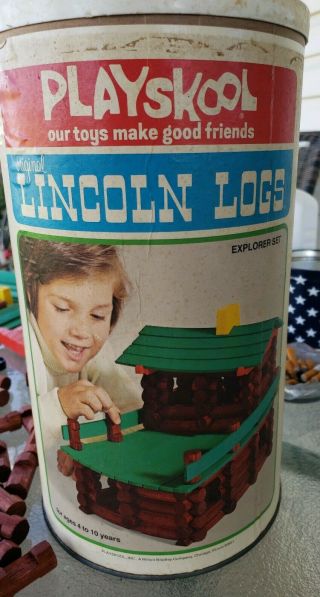 Vintage Lincoln Logs Exployer Set With Box/tin 158pcs☆rare☆