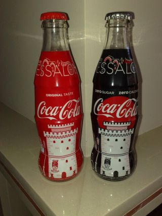 Rare,  Limited Edition Greek Coca Cola/coke,  Set Of 2 Bottle:thessaloniki - Greece
