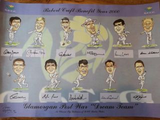 Magnificent Signed Glamorgan Post War Dream Team Print.  - Wales - Rare - - Look