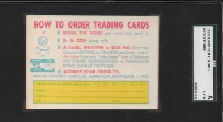 ⚾ Rare 1955 Johnston Cookies 5 Cent Order Form Card Graded Sgc Authentic Sku 16