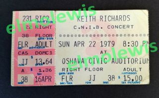 The Rolling Stones Keith Richards Cnib Blind Benefit Concert Ticket 1977 Rare