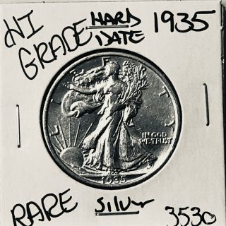 1935 Liberty Walking Silver Half Dollar Hi Grade U.  S.  Rare Coin 3530