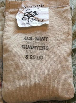 1999 - P Pennsylvania State Quarter $25 - Sewn Bag Rare