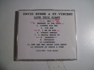 2012 David Byrne & St.  Vincent Love This Giant BMG Advance Promo CD RARE 2