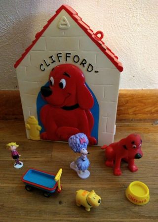 Rare Clifford The Big Red Dog House Play Set With 5 Figures