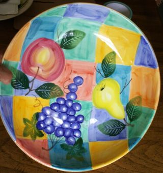 By Ancora Italy Hand Painted Large Bowl,  14 " Diameter Rare.