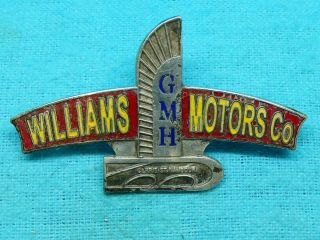 Rare C1940 Gmh Williams Motors Co Red Enamel Hat Badge