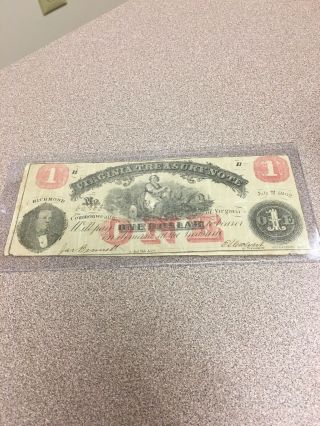 $1 " Virginia Treasury Note " 1800 