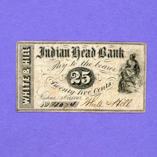 1862 25c Indian Head Bank Nashua Hampshire Rare Civil War Hand Signed Note
